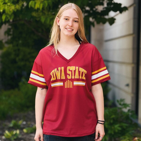 Zoozatz Women's 5 Bar Cardinal Jersey Short Sleeve T-shirt
